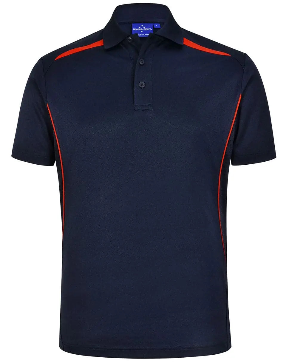 Winning Spirit Men's Sustainable Poly-Cotton Contrast Polo Shirt PS93 Casual Wear Winning Spirit Navy/Red XS